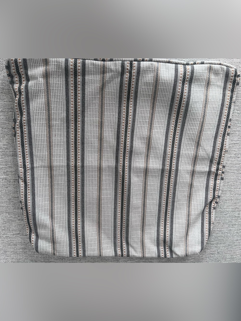 Striped Neutral Premium Fabric Pillow Covers- 20x20 (Set of 2)